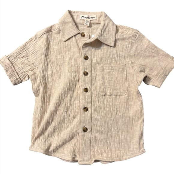 Appaman Boys Beige Textured Short Sleeve Button-Up Shirt 2T NWT - Picture 2 of 4